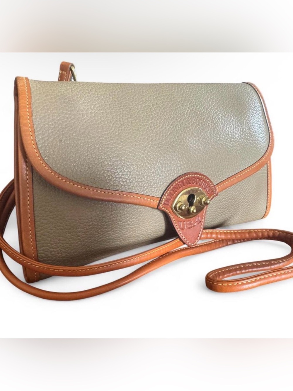 Vintage Dooney & Bourne Crossbody with Tan Trim all-weather leather